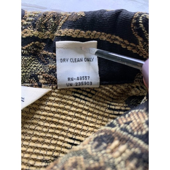 French Laundry Womens Large Blazer Jacket Black Gold Paisley Floral Button Up - Picture 4 of 8